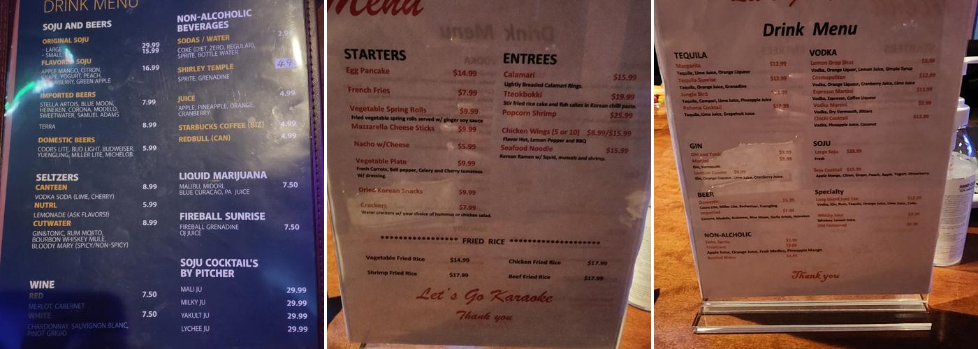 LET'S GO KARAOKE Menu