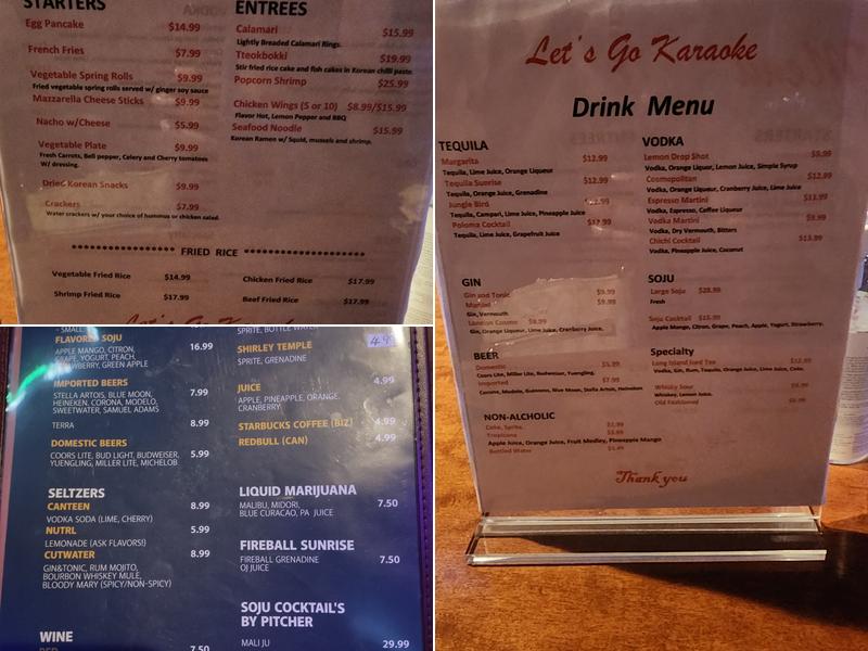 LET'S GO KARAOKE Menu