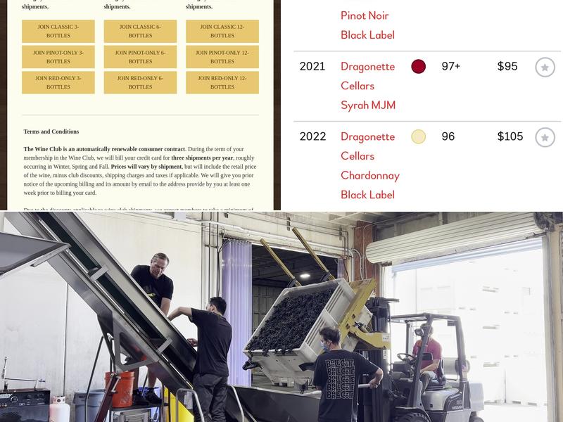 Dragonette Cellars Menu