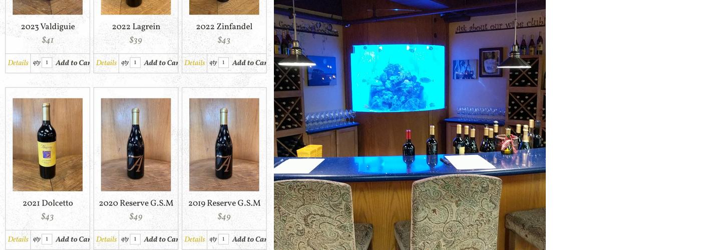 Alapay Cellars Tasting Room Menu