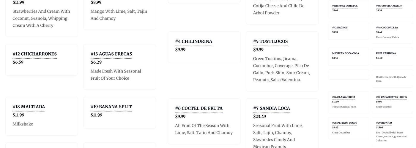 Neveria Monarca Menu