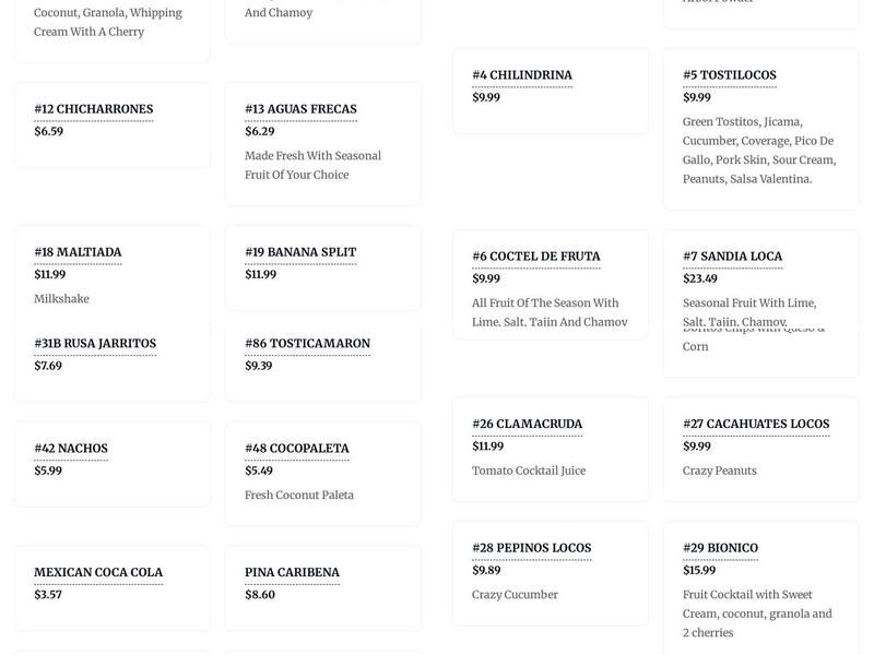 Neveria Monarca Menu