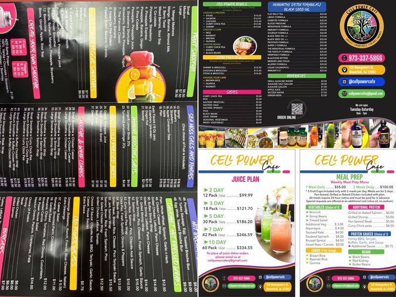 Cell Power Cafe Menu