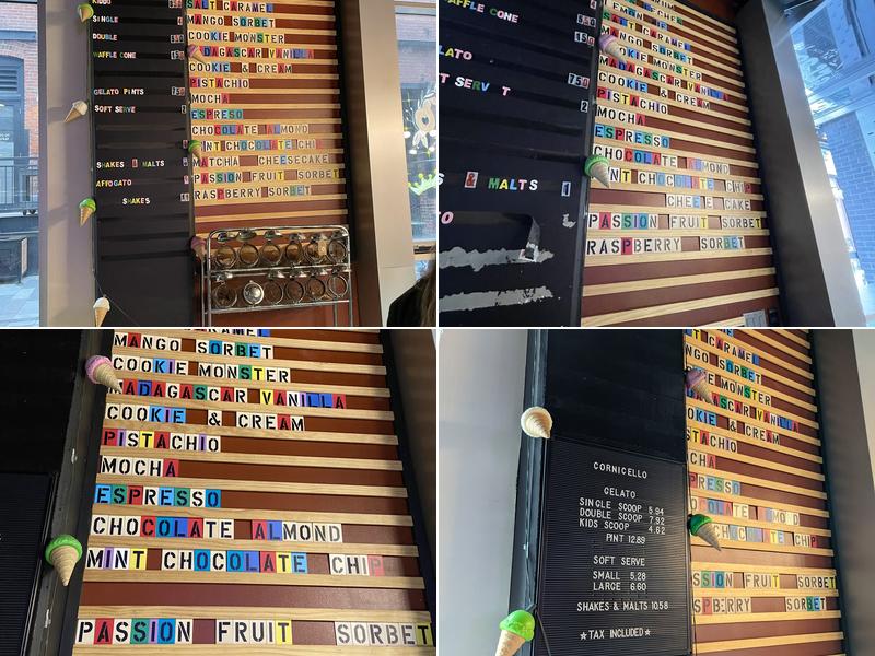 Cornicello Gelato Menu