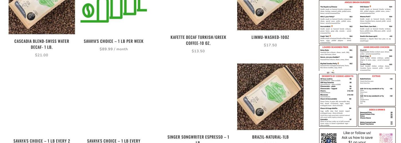 Savaya Coffee at the Flin Menu