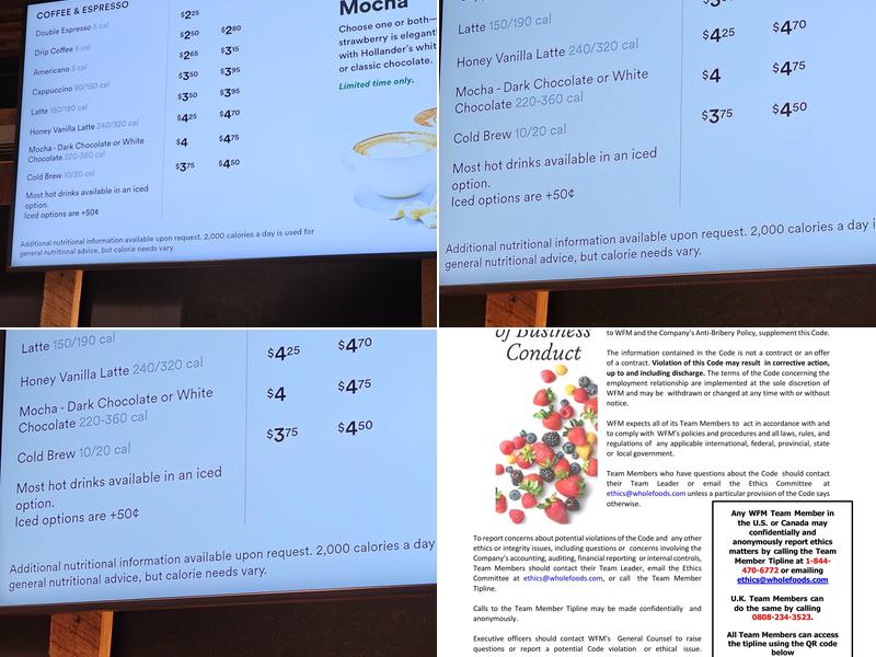 The Main Brews and Bites Menu