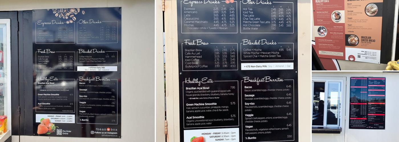 The Bean Box PL Menu