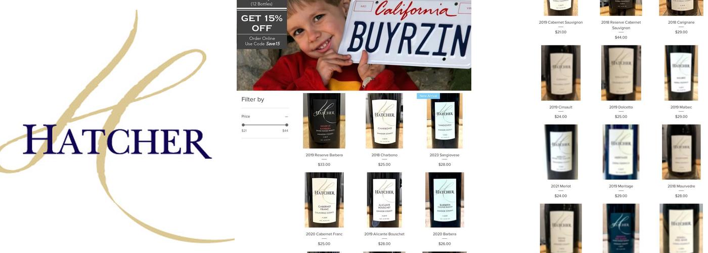 Hatcher Winery - Murphys Tasting Room Menu