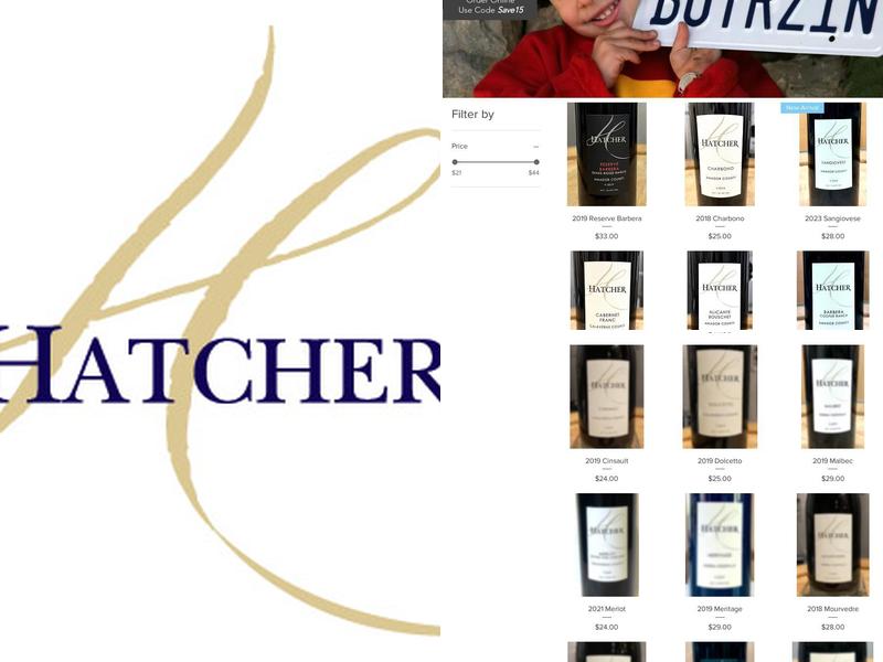 Hatcher Winery - Murphys Tasting Room Menu