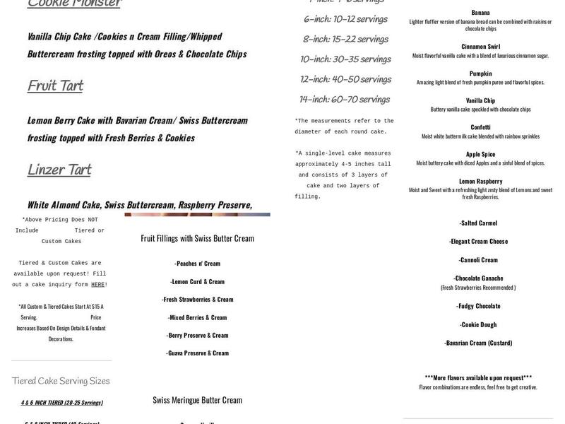 Pink Sugar Pastries Menu