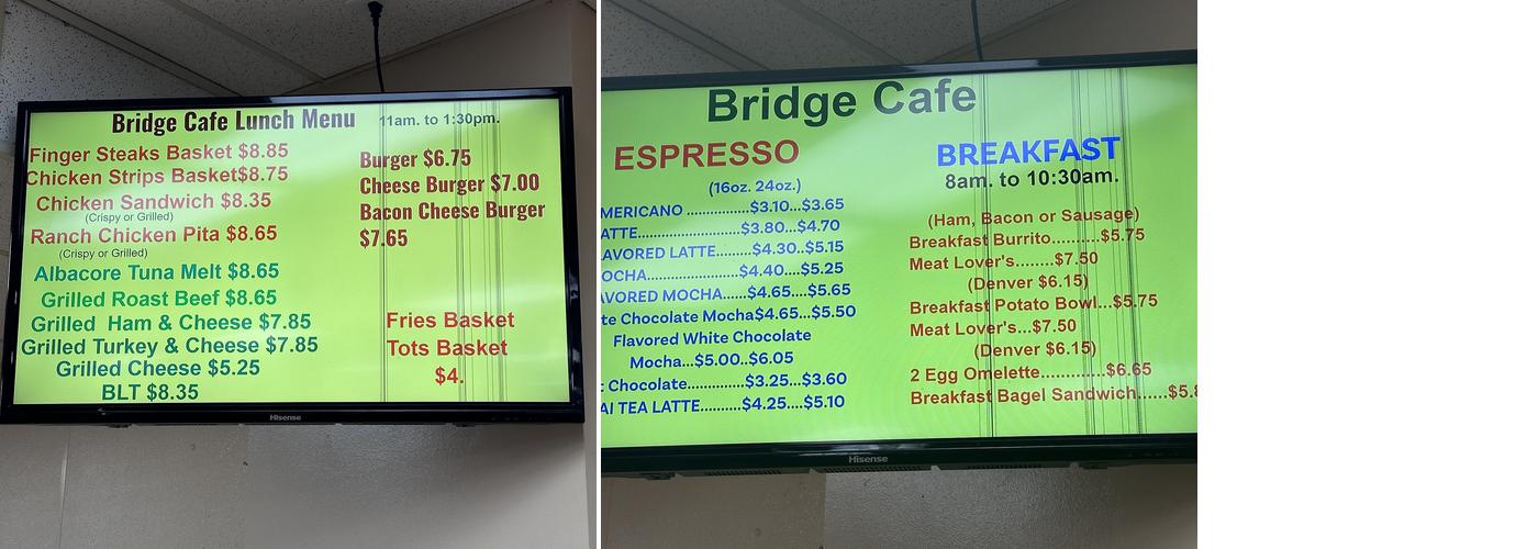 The Bridges Cafe LLC Menu
