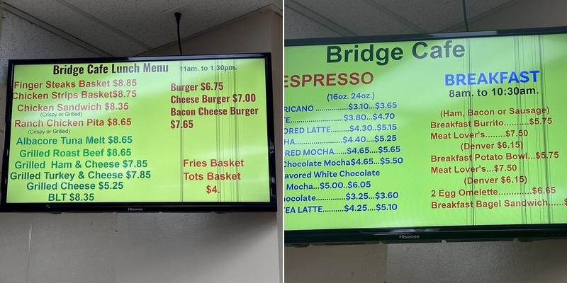 The Bridges Cafe LLC Menu