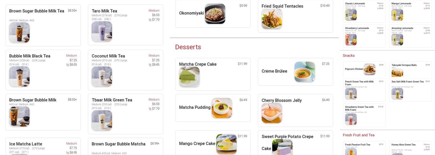 TBaar - Columbia University Menu