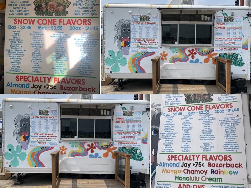 The Brain Freeze & Coffee Shop Menu