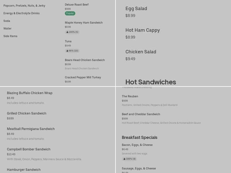 Sweets Ice Cream and More Menu