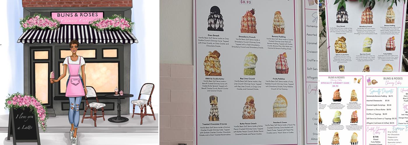 Buns & Roses Chimney Cakes Menu