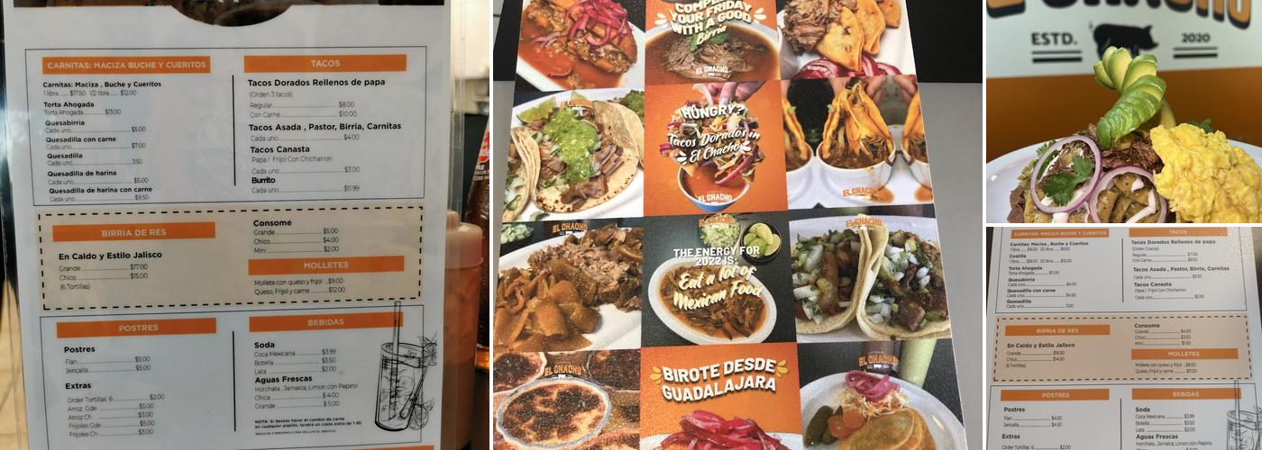 El Chacho Tortas and Birria Menu