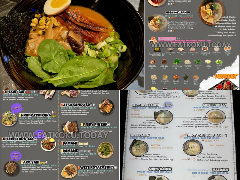 KOKU RAMEN Menu