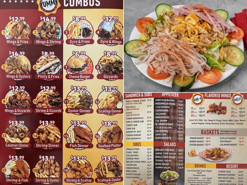 Yummy fish,chicken & subs Menu