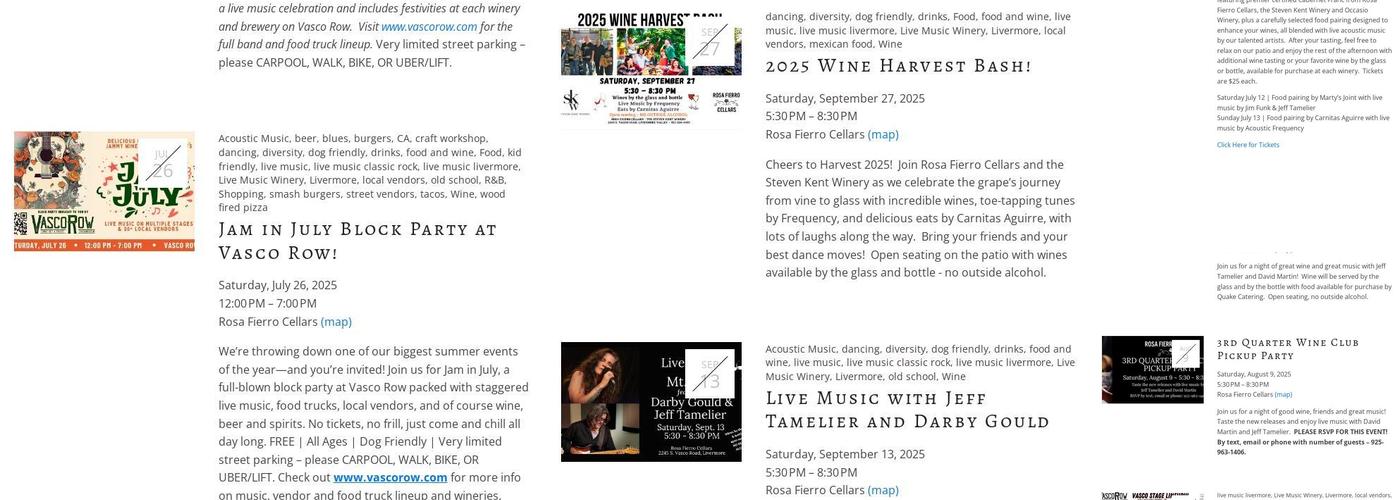 Rosa Fierro Cellars Menu