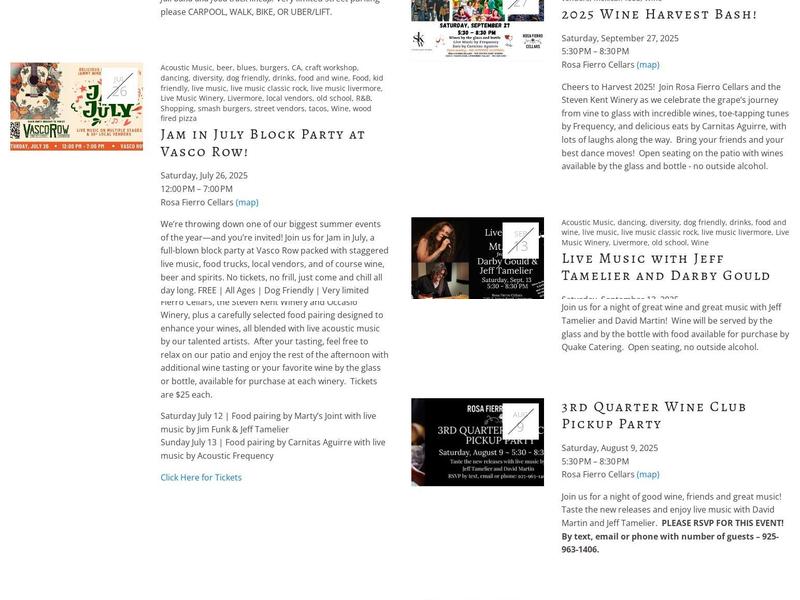 Rosa Fierro Cellars Menu