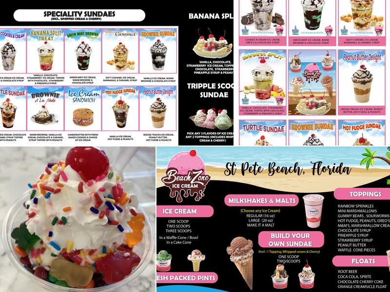 BeachZone Ice Cream & Shaved Ice Menu