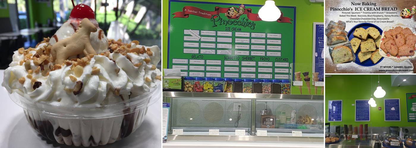 Pinocchios Original Italian Ice Cream Menu