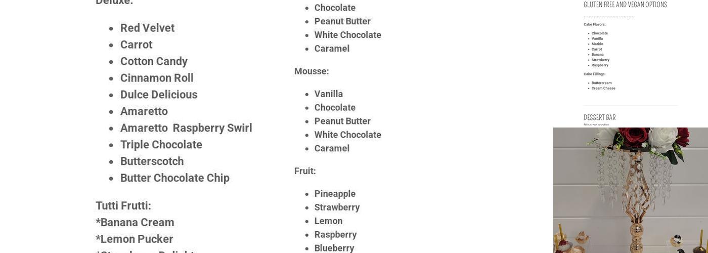 2Morrow's Cakes Menu