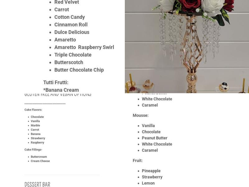 2Morrow's Cakes Menu