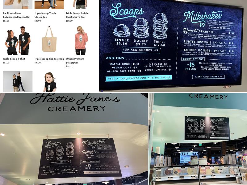 Hattie Jane's Creamery at Assembly Food Hall Menu