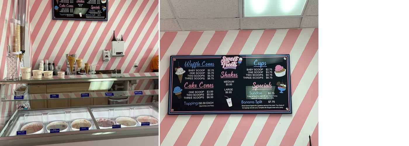 Sweet Treets Ice Cream Parlor Menu