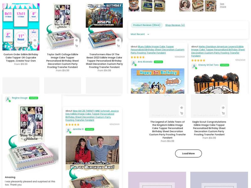 Edible Cake Topper Menu