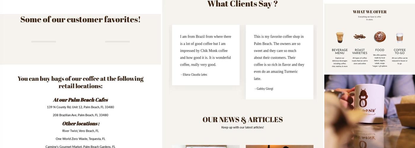 Chik•Monk Coffee Menu