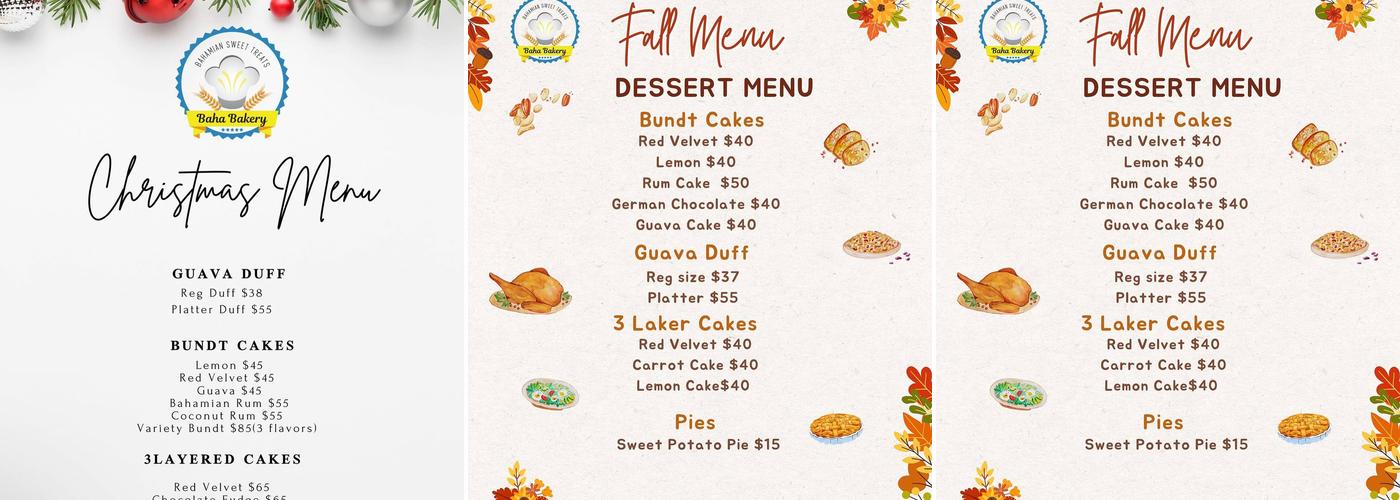 Baha Bakery Menu