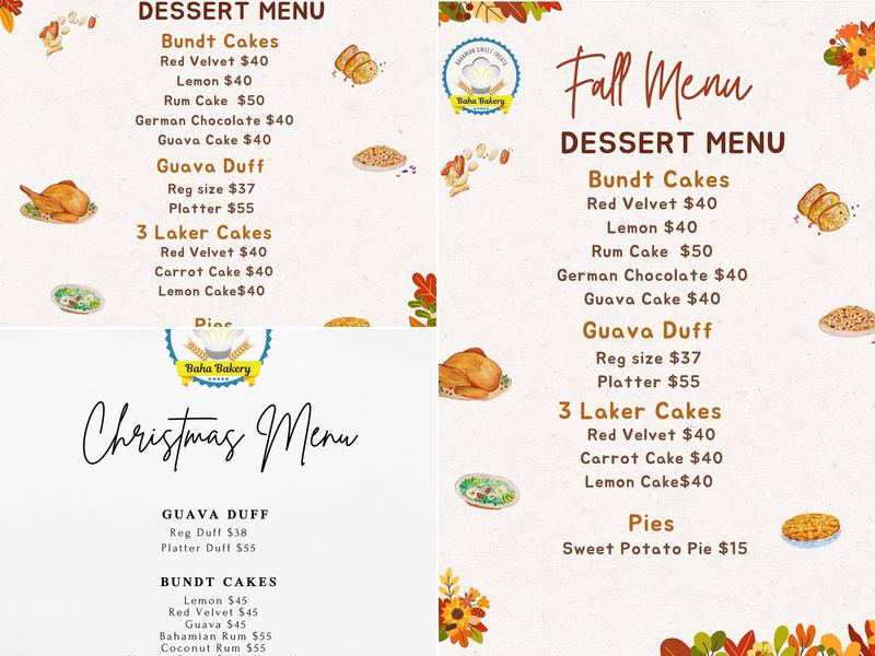 Baha Bakery Menu