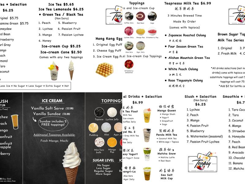 Teapsy Hub Mall Menu