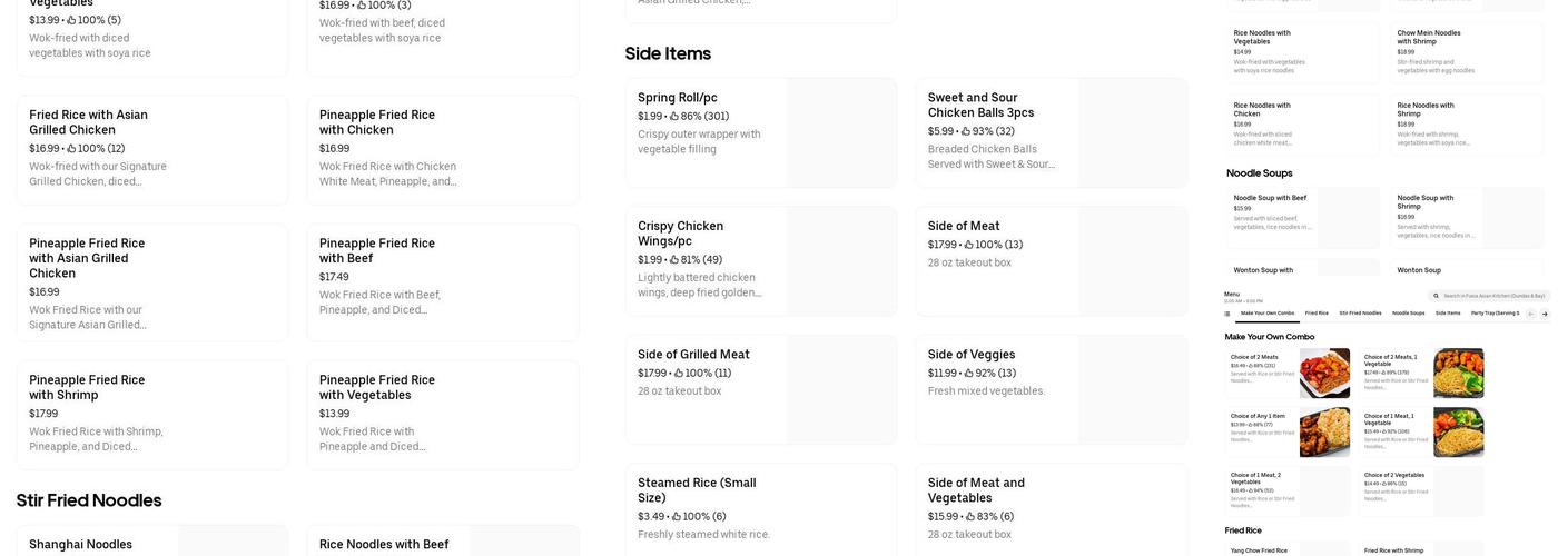 Fusia Asian Kitchen Menu