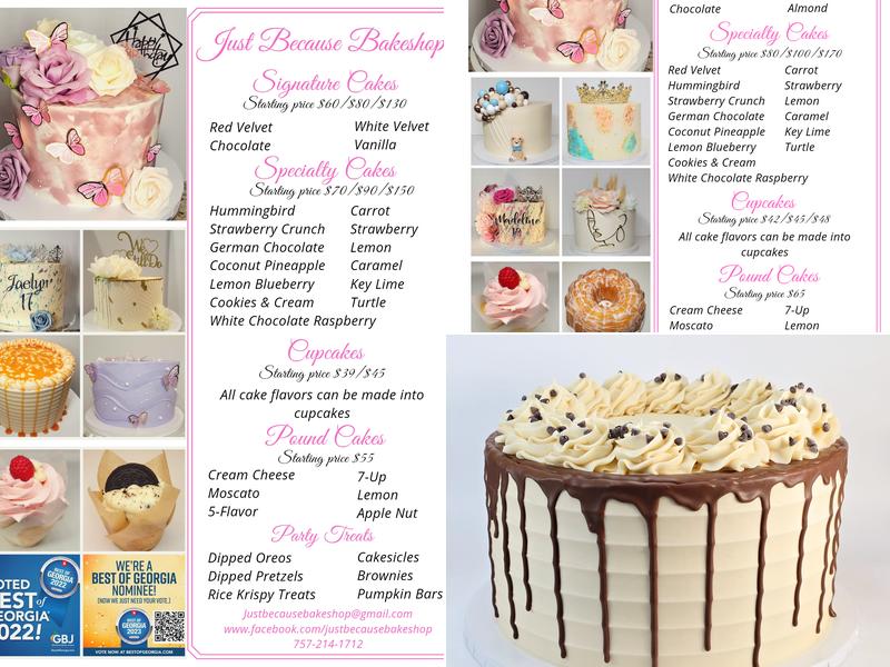 Just Because Bakeshop Menu