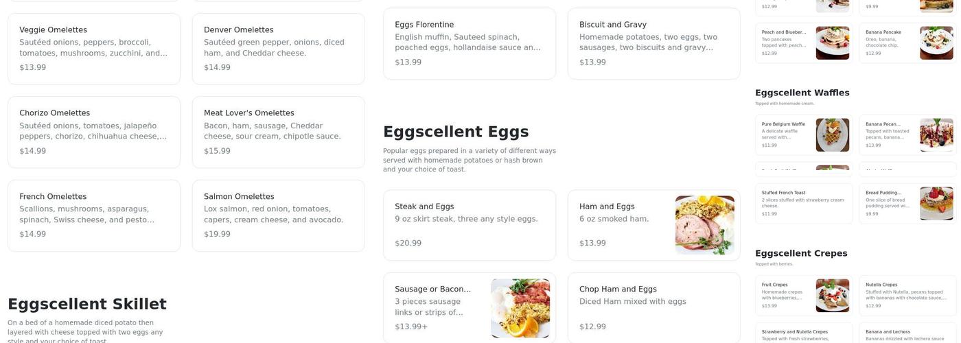 Eggcellent Breakfast Menu