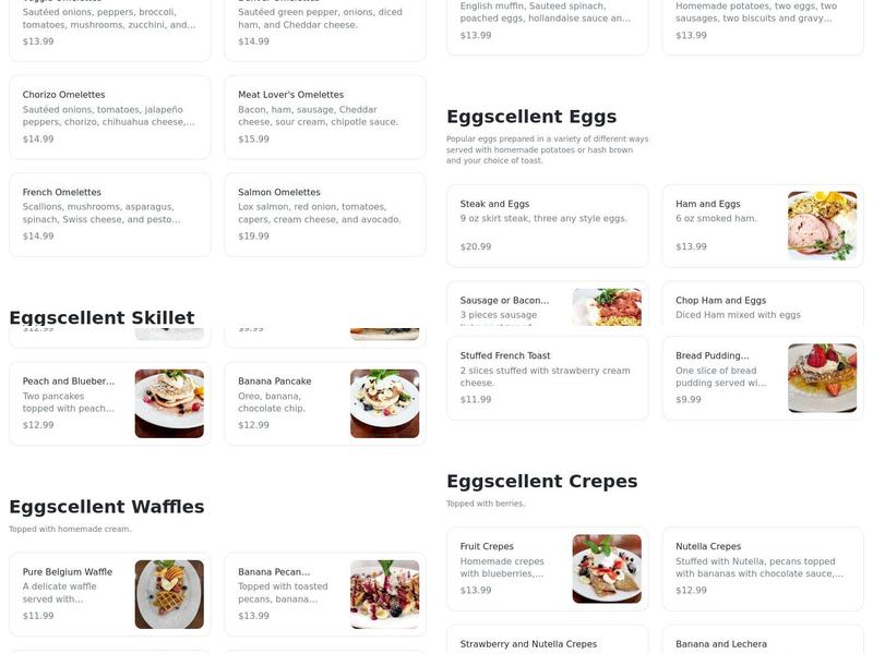 Eggcellent Breakfast Menu