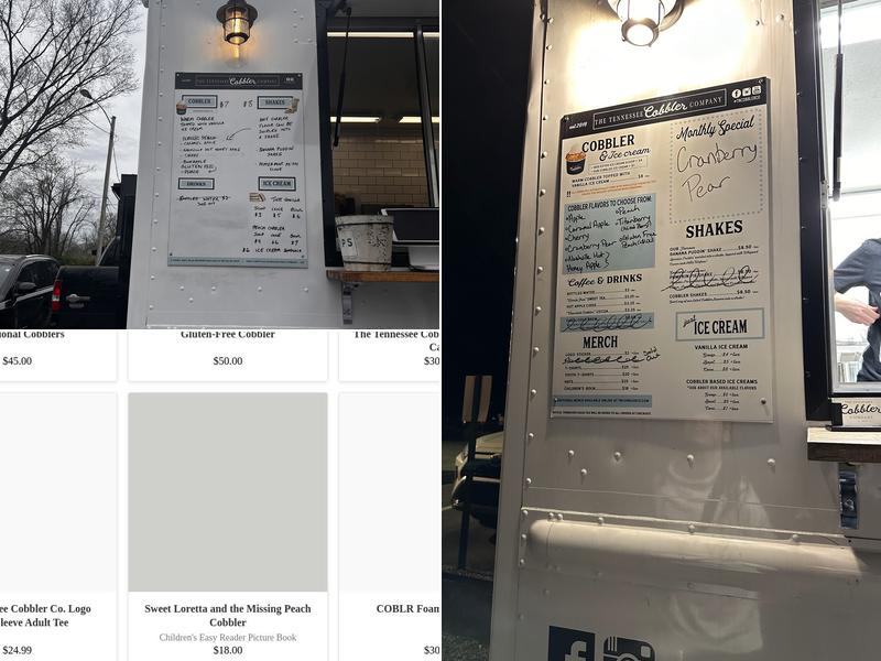 The Tennessee Cobbler Company Menu