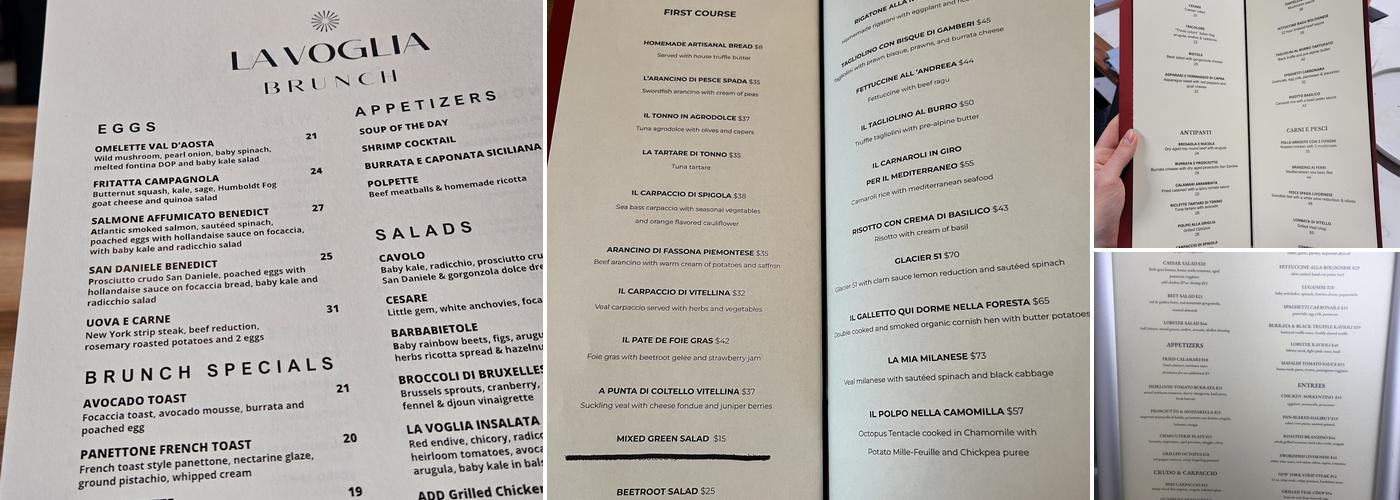 La Voglia NYC Menu