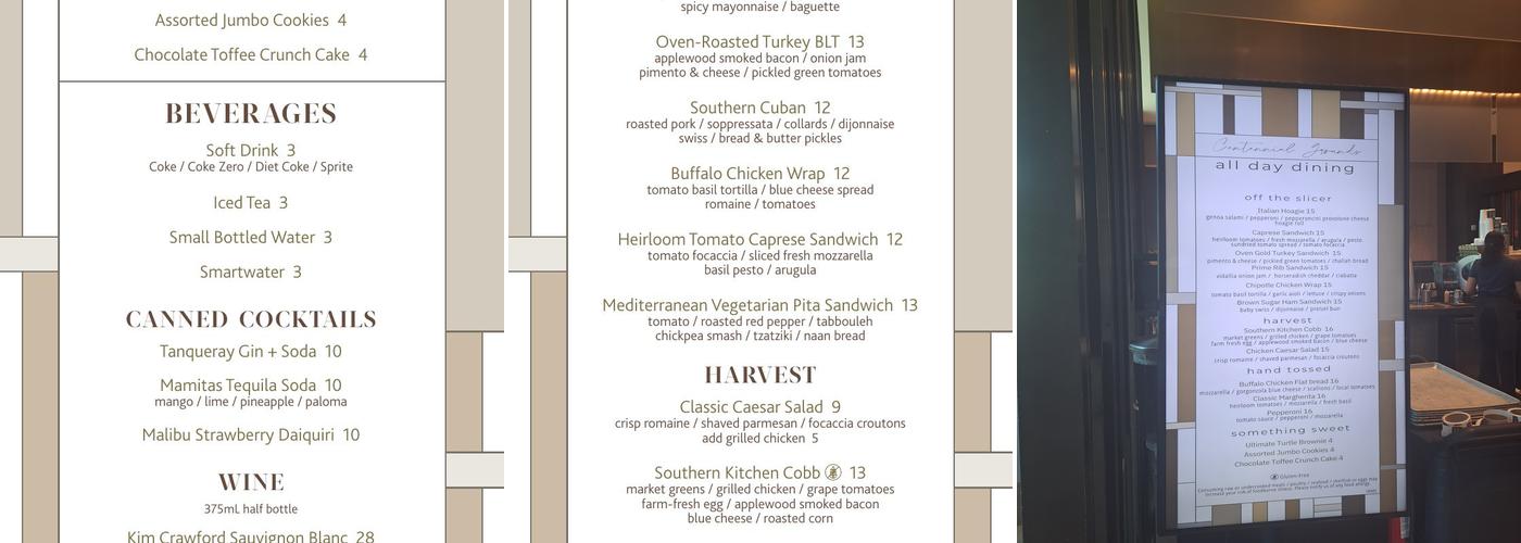 Centennial Grounds Menu