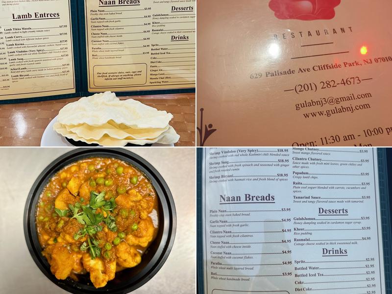 Gulab Indian restaurant Menu