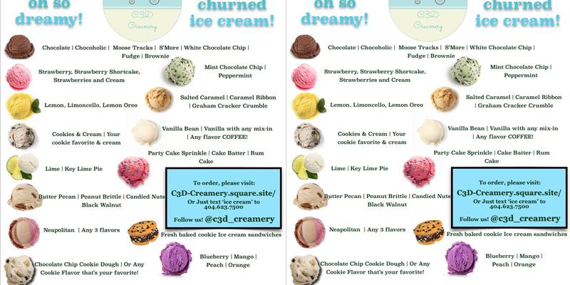 C3D Creamery Menu