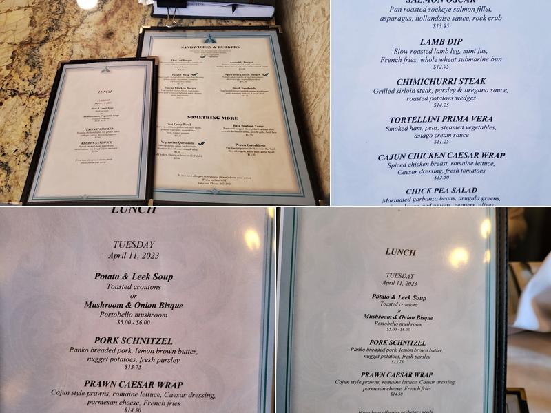 BC Legislative Dining Room Menu