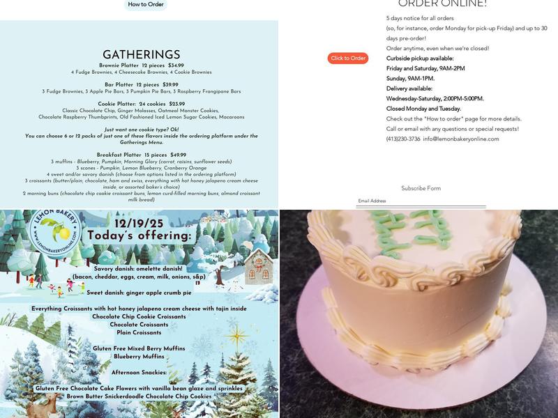 Lemon Bakery Menu