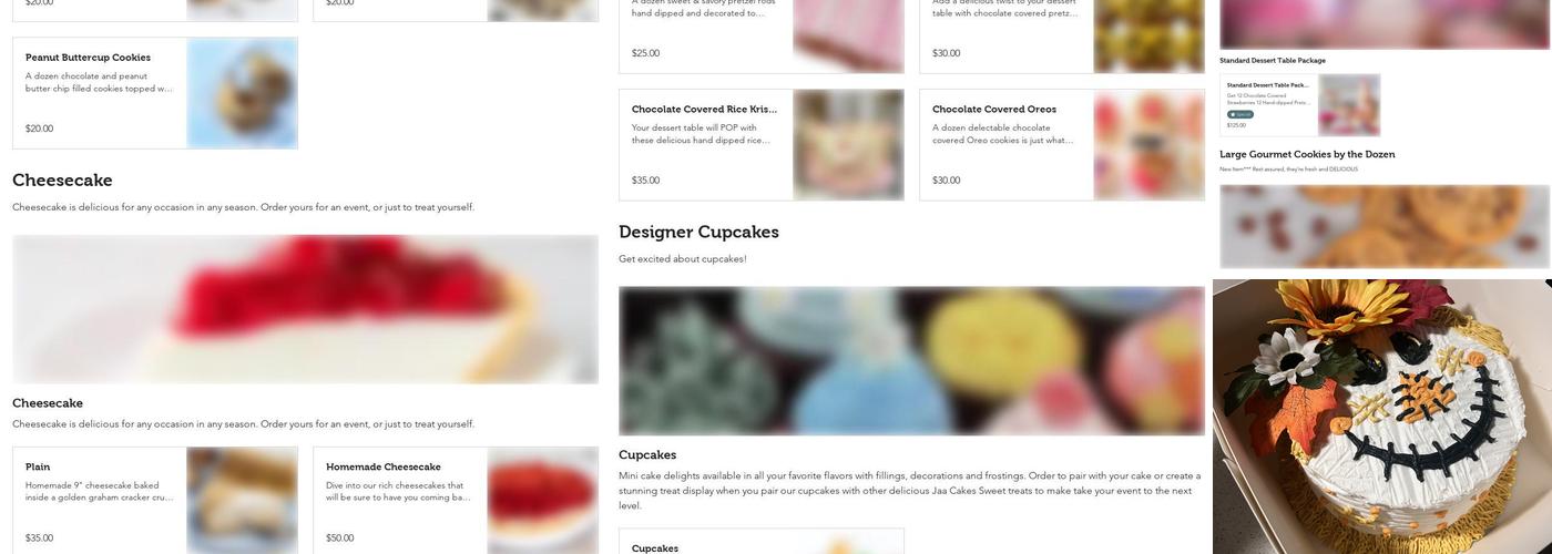 JaaCakes Custom Cakery Menu