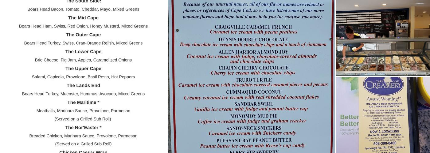 Cape Cod Creamery Menu