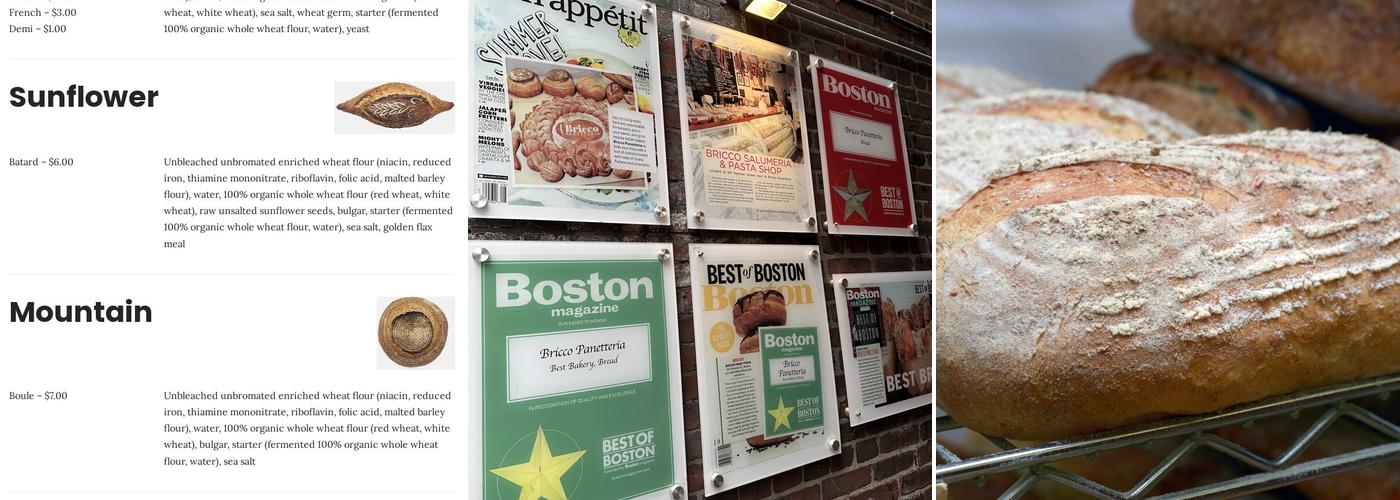 Bricco Panetteria Menu